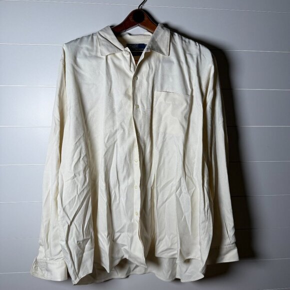 Polo Ralph Lauren Bonnard Mens XXL Button Up Bonnard Silk Blend Off White/Beige - Picture 1 of 6
